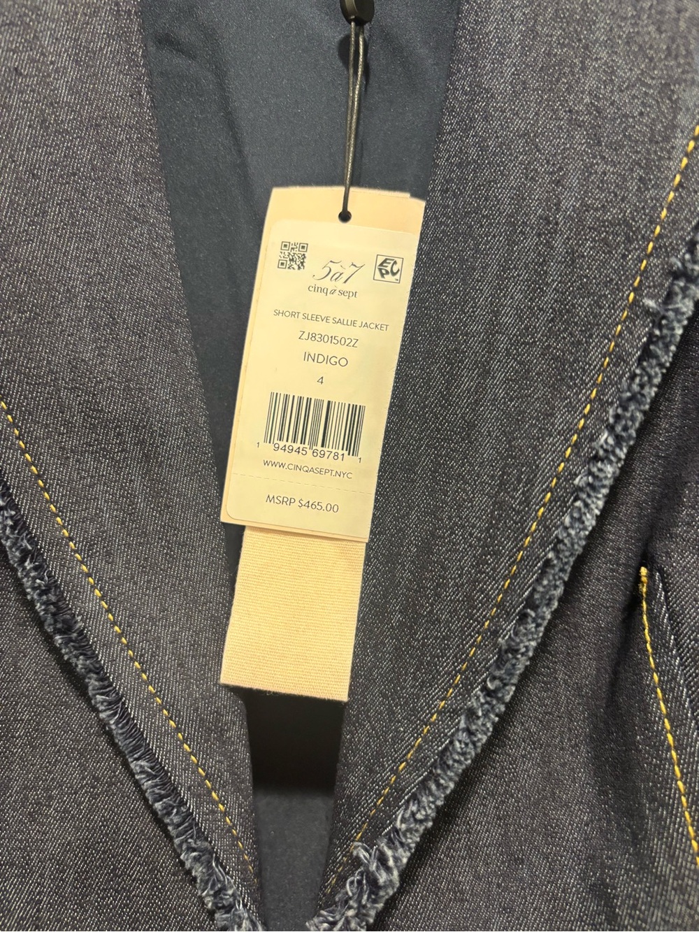 cinq a sept Sallie Short-Sleeve Denim Jacket NWT Size 4 - Picture 7 of 8